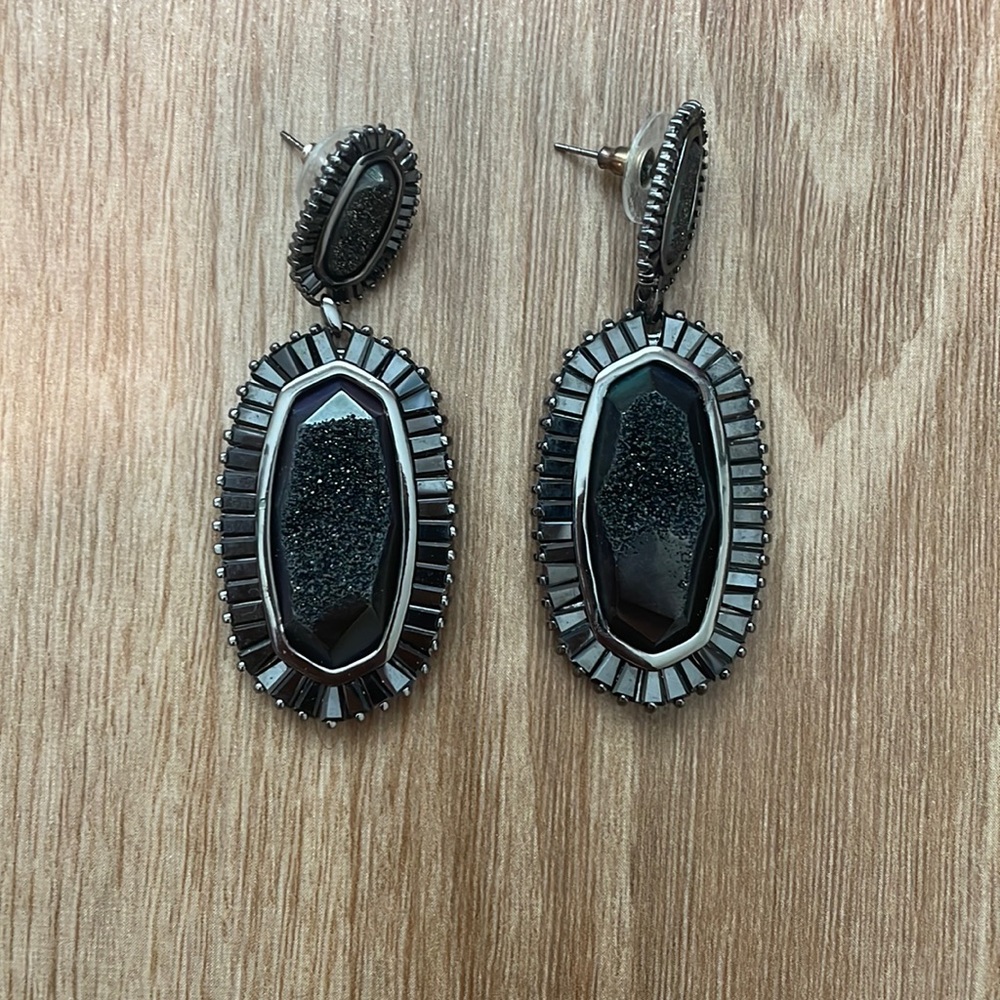 Kendra Scott black dangle stone earrings